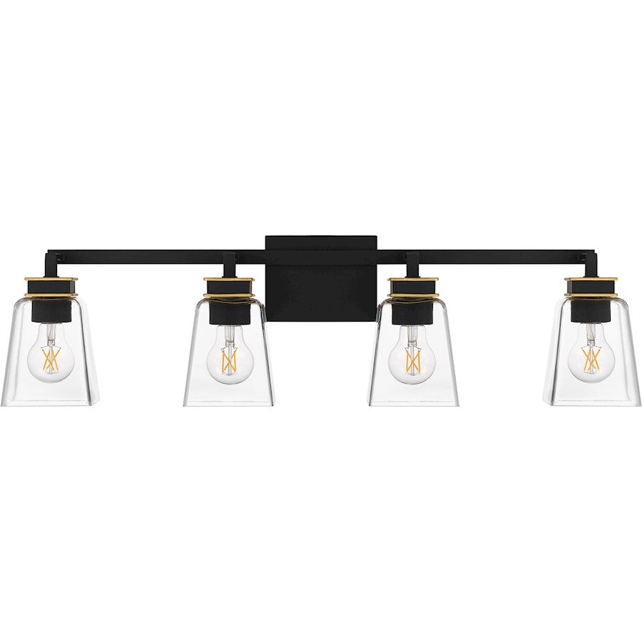 4 Light Bathroom Vanity Light, Matte Black