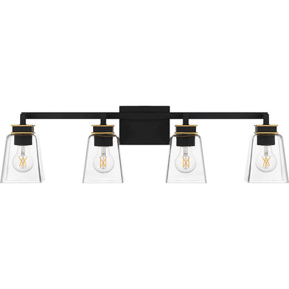 4 Light Bathroom Vanity Light, Matte Black