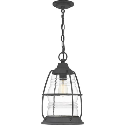Quoizel Admiral 1 Light Outdoor Hanging, Mottled Black/Clear