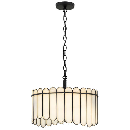 Quoizel Annabelle 16in 3-Light Pendant | Transitional Matte Black and White Art Glass | Kitchen Island & Dining Room | Model ANN1816MBK