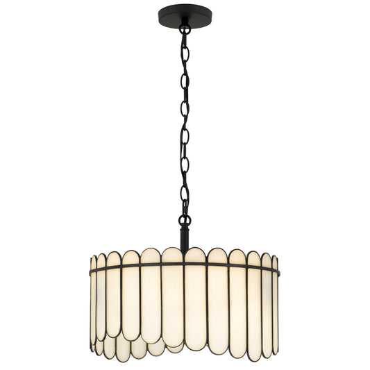 Quoizel Annabelle 16in 3-Light Pendant | Transitional Matte Black and White Art Glass | Kitchen Island & Dining Room | Model ANN1816MBK