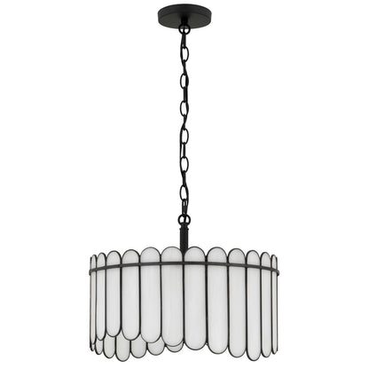 Quoizel Annabelle 16in 3-Light Pendant | Transitional Matte Black and White Art Glass | Kitchen Island & Dining Room | Model ANN1816MBK