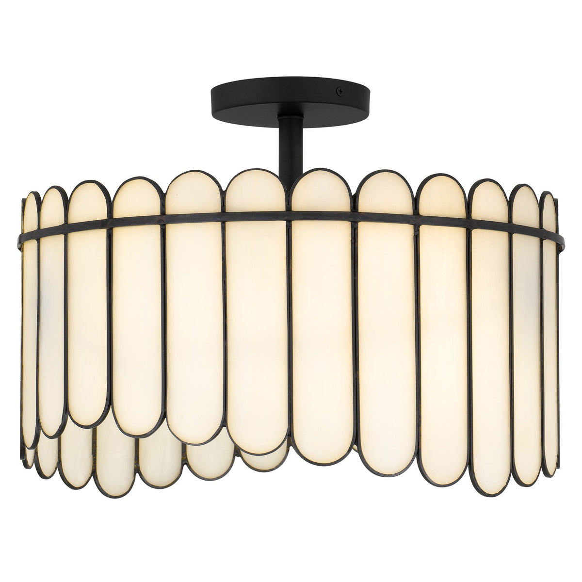 Quoizel Annabelle 16in 3-Light Pendant | Transitional Matte Black and White Art Glass | Kitchen Island & Dining Room | Model ANN1816MBK