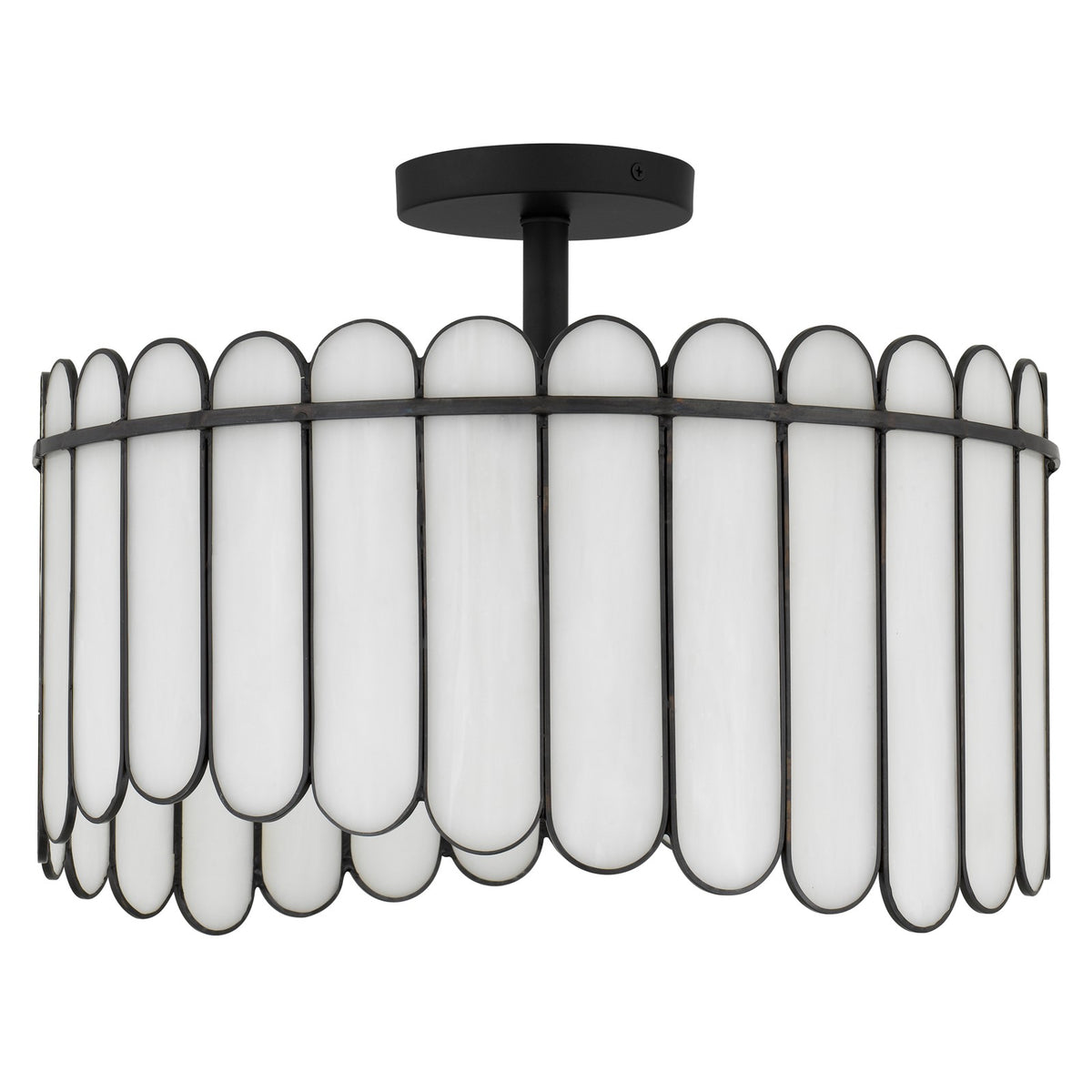 Quoizel Annabelle 16in 3-Light Pendant | Transitional Matte Black and White Art Glass | Kitchen Island & Dining Room | Model ANN1816MBK