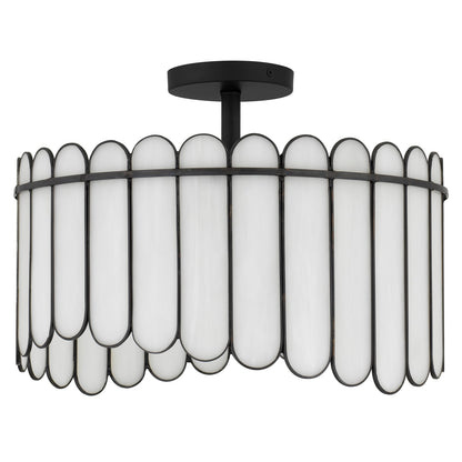 Quoizel Annabelle 16in 3-Light Pendant | Transitional Matte Black and White Art Glass | Kitchen Island & Dining Room | Model ANN1816MBK