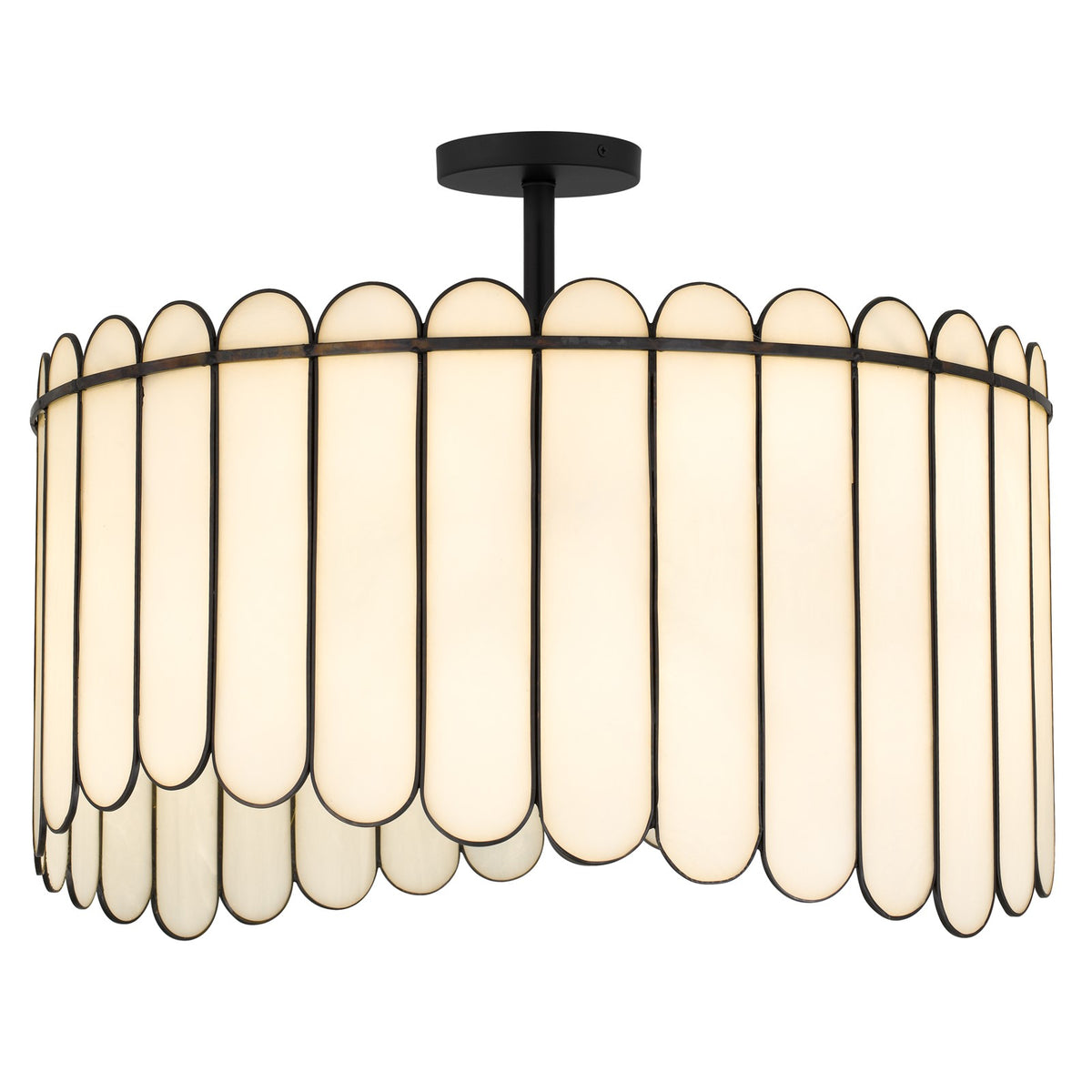 Quoizel Annabelle 24in 4-Light Pendant | Transitional Matte Black and White Art Glass | Kitchen Island & Dining Room | Model ANN2824MBK