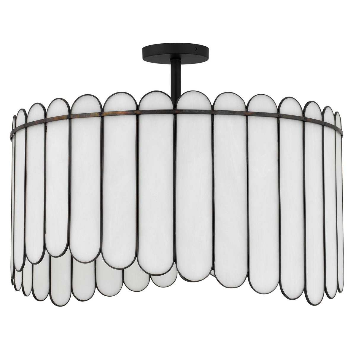 Quoizel Annabelle 24in 4-Light Pendant | Transitional Matte Black and White Art Glass | Kitchen Island & Dining Room | Model ANN2824MBK