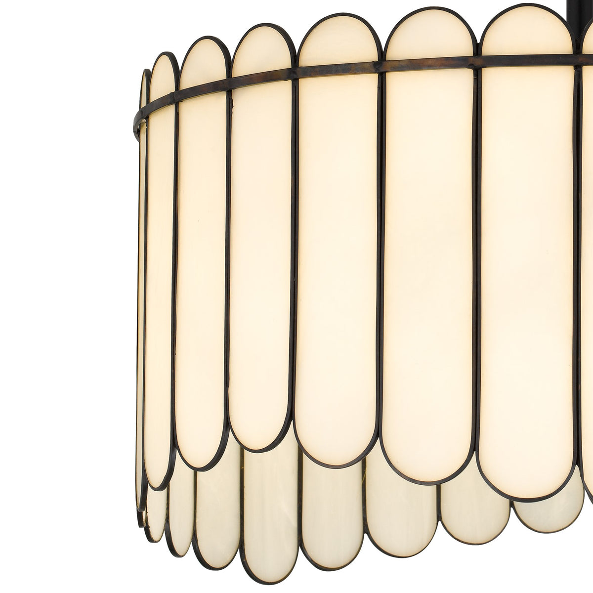 Quoizel Annabelle 24in 4-Light Pendant | Transitional Matte Black and White Art Glass | Kitchen Island & Dining Room | Model ANN2824MBK