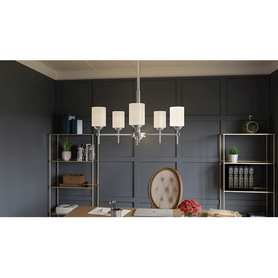 Quoizel Aria 5 Light Chandelier, Antique Polished Nickel/Opal