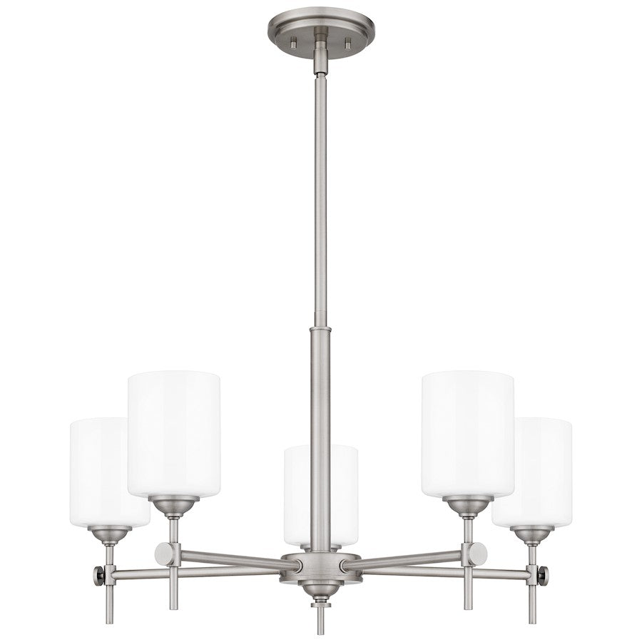 Quoizel Aria 5 Light Chandelier, Antique Polished Nickel/Opal