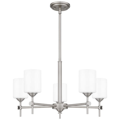 Quoizel Aria 5 Light Chandelier, Antique Polished Nickel/Opal