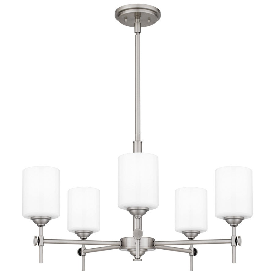 Quoizel Aria 5 Light Chandelier, Antique Polished Nickel/Opal