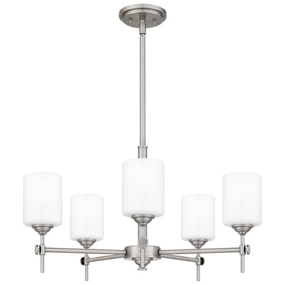 Quoizel Aria 5 Light Chandelier, Antique Polished Nickel/Opal