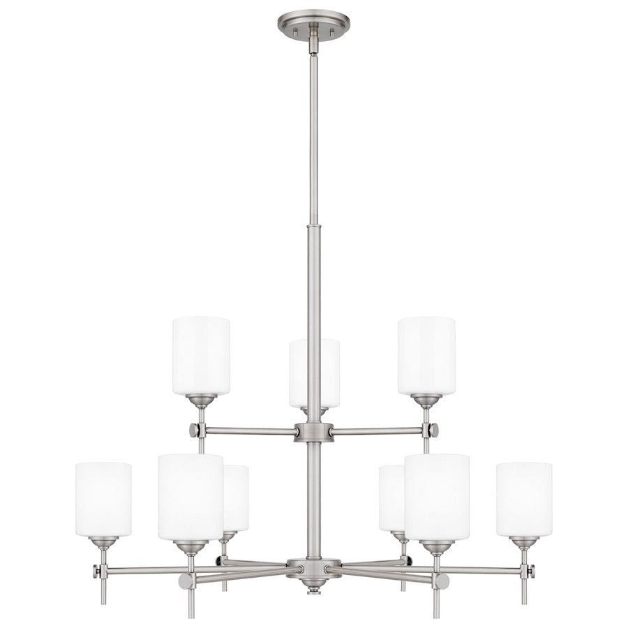 Quoizel Aria 9 Light Chandelier, Antique Polished Nickel/Opal