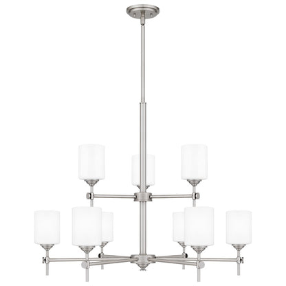 Quoizel Aria 9 Light Chandelier, Antique Polished Nickel/Opal