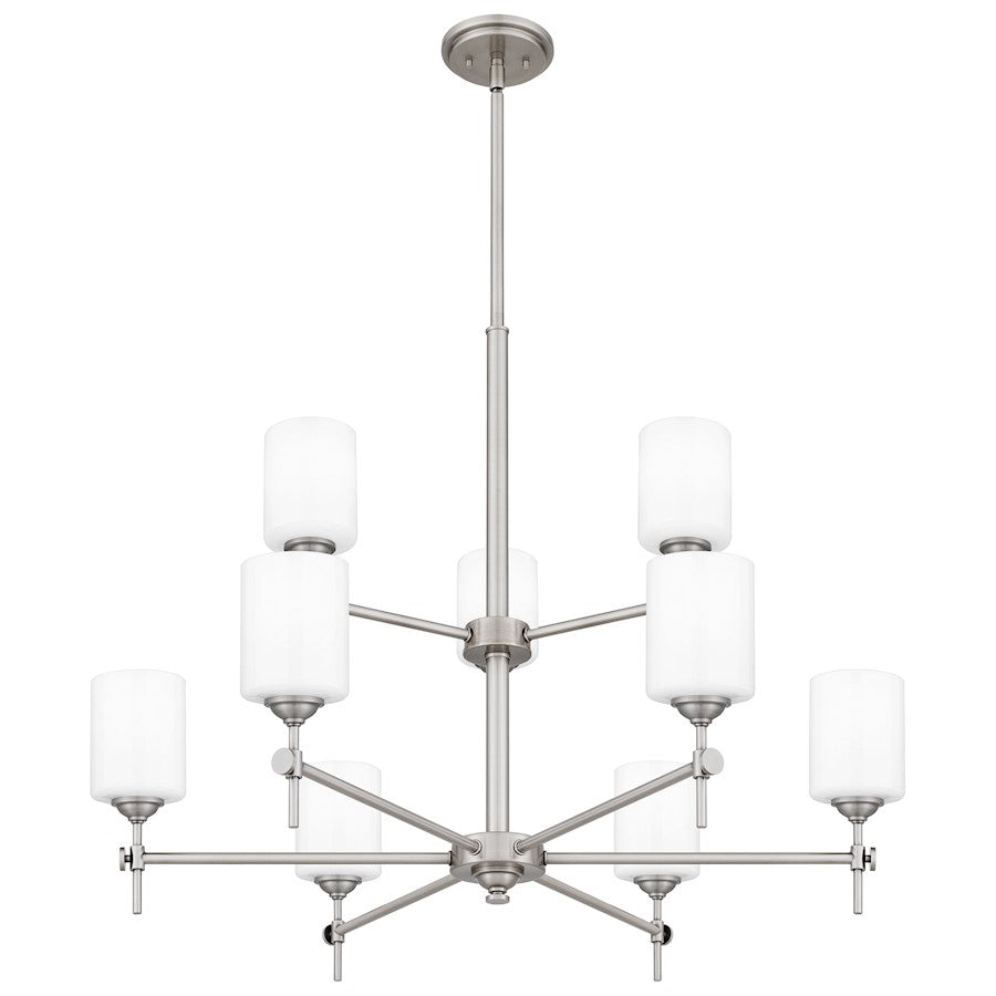 Quoizel Aria 9 Light Chandelier, Antique Polished Nickel/Opal