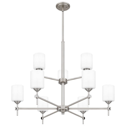 Quoizel Aria 9 Light Chandelier, Antique Polished Nickel/Opal
