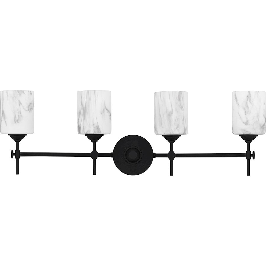 4 Light Bathroom Vanity Light, Matte Black
