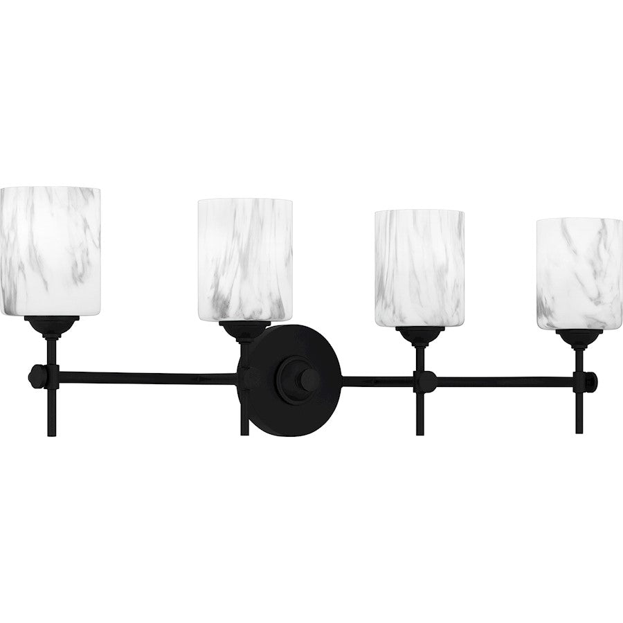 4 Light Bathroom Vanity Light, Matte Black