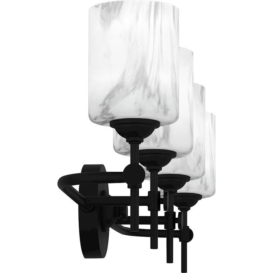 4 Light Bathroom Vanity Light, Matte Black
