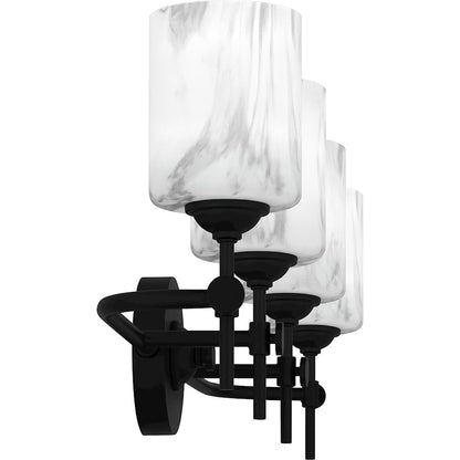 4 Light Bathroom Vanity Light, Matte Black