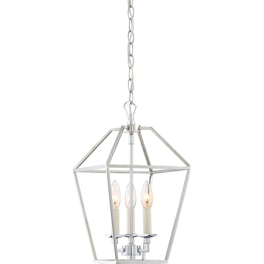 Quoizel Aviary 10in 3-Light Pendant | Minimalist Polished Nickel Steel | Kitchen Island & Dining Room | 9.5 x 9.5 x 17 in | Model AVY5203PK