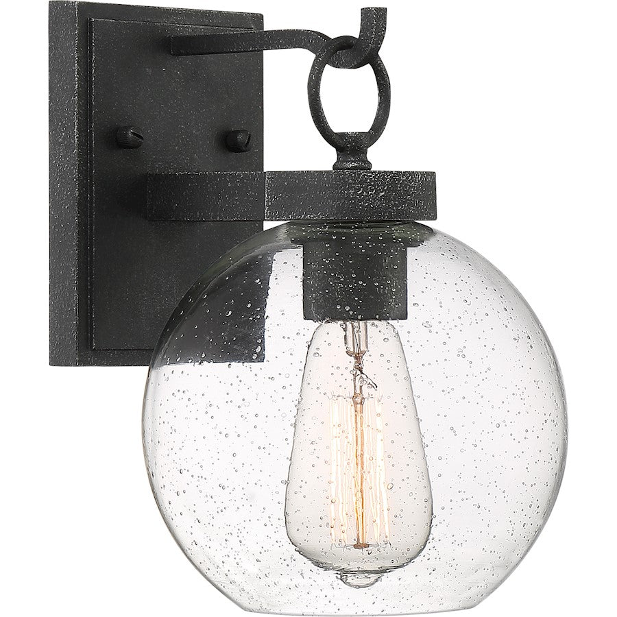 Quoizel Barre 8.5" 1 Light Outdoor Wall Lantern, Grey Ash/Seeded