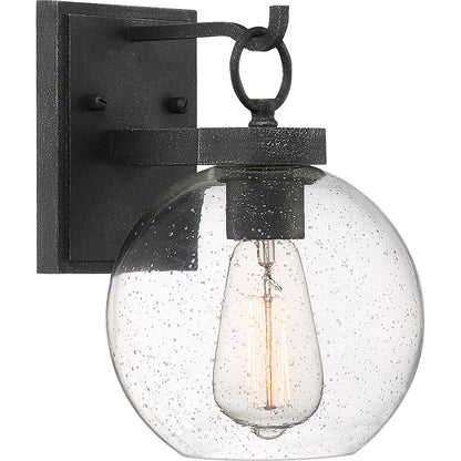 Quoizel Barre 8.5" 1 Light Outdoor Wall Lantern, Grey Ash/Seeded