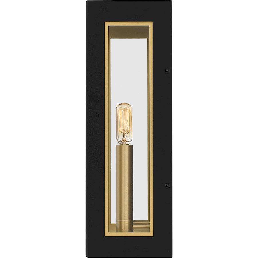 Quoizel Bourbon 2 Light 15" Outdoor Lantern, Black/Clear Glass