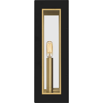 Quoizel Bourbon 2 Light 15" Outdoor Lantern, Black/Clear Glass