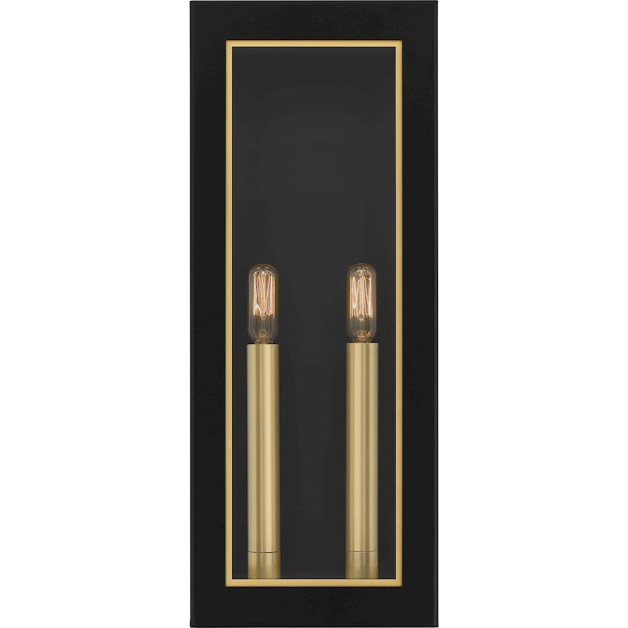 Quoizel Bourbon 2 Light 19" Outdoor Lantern, Black/Clear Glass