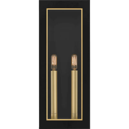 Quoizel Bourbon 2 Light 19" Outdoor Lantern, Black/Clear Glass