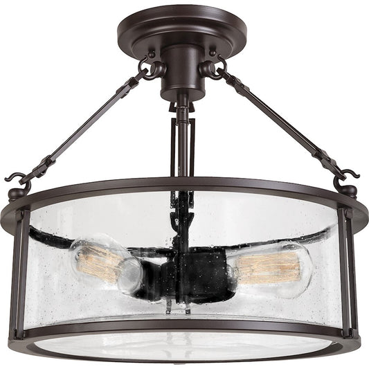 Quoizel Lighting Buchanan 3 Light Semi-Flush Mount, Western Bronze