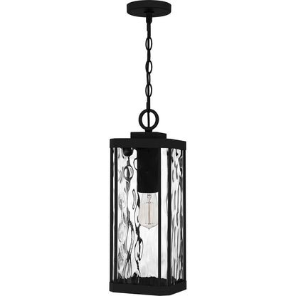 Quoizel Balchier 1Lt Mini Pendant, Matte Black/Clear Hammered Glass