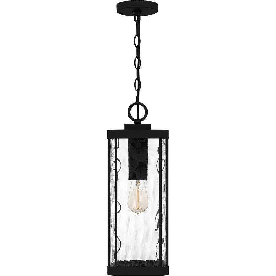Quoizel Balchier 1Lt Mini Pendant, Matte Black/Clear Hammered Glass