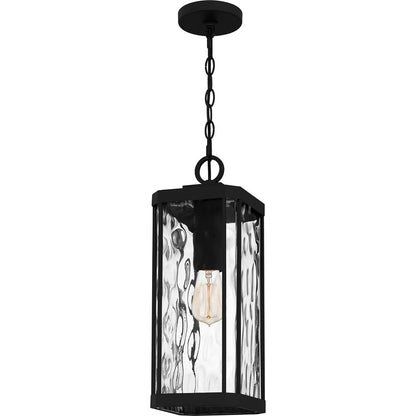 Quoizel Balchier 1Lt Mini Pendant, Matte Black/Clear Hammered Glass