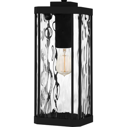 Quoizel Balchier 1Lt Mini Pendant, Matte Black/Clear Hammered Glass