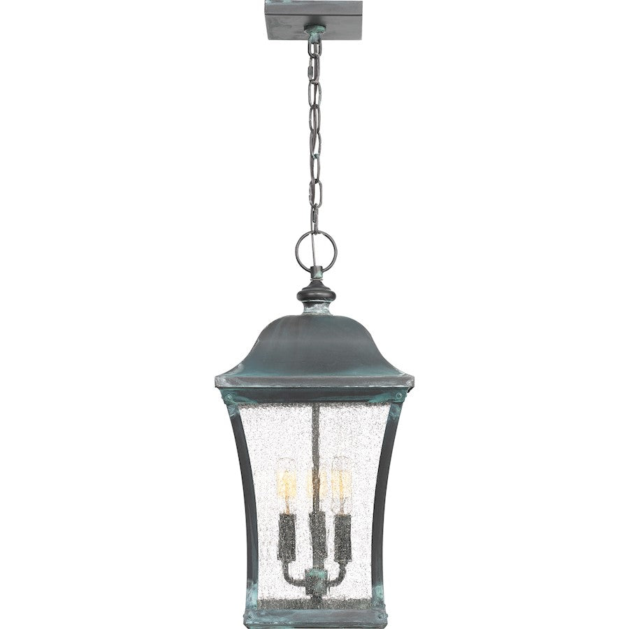 Quoizel Bardstown 3 Light Outdoor Hanging Lantern, Aged Verde