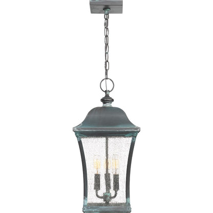 Quoizel Bardstown 3 Light Outdoor Hanging Lantern, Aged Verde