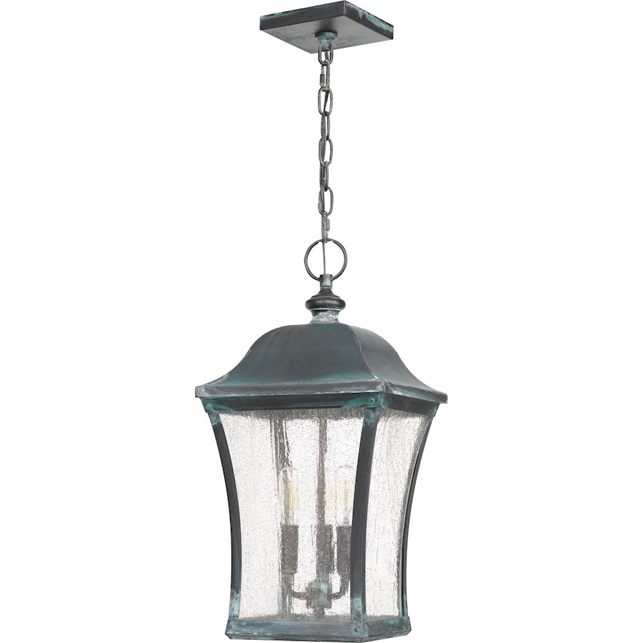 Quoizel Bardstown 3 Light Outdoor Hanging Lantern, Aged Verde