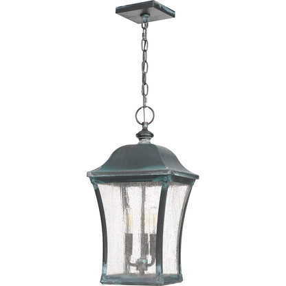 Quoizel Bardstown 3 Light Outdoor Hanging Lantern, Aged Verde