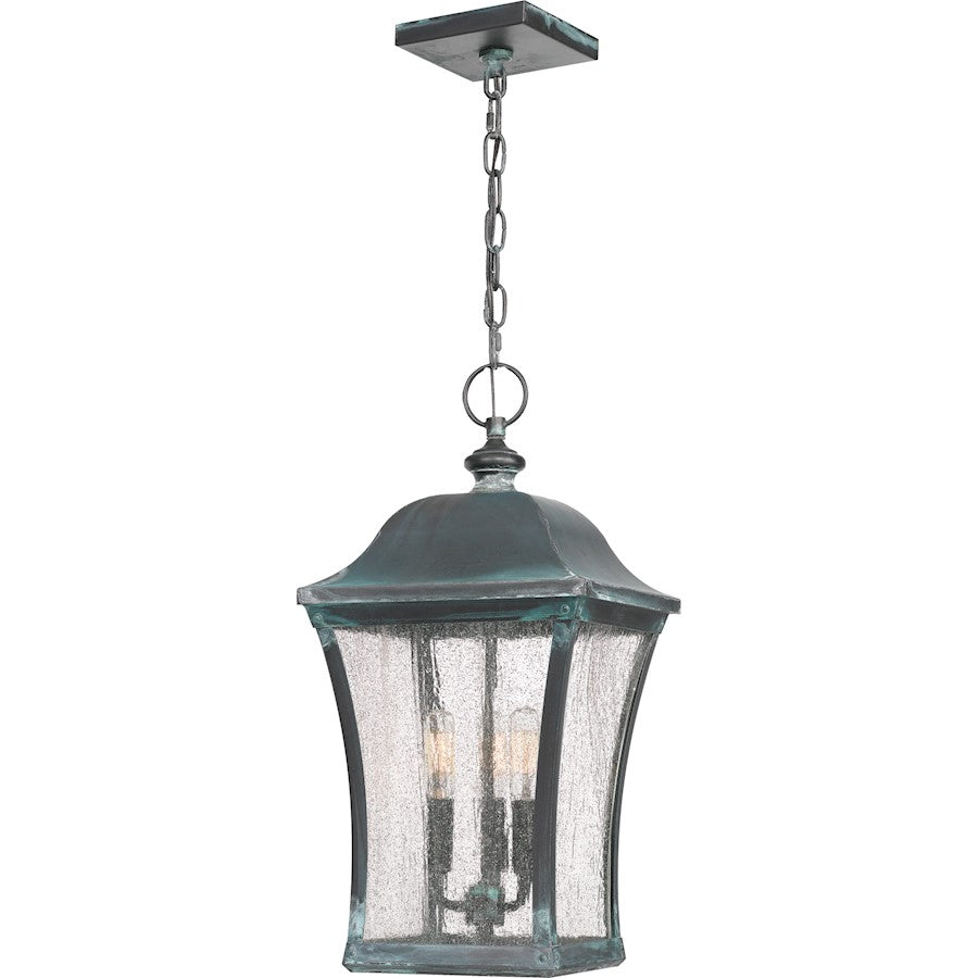 Quoizel Bardstown 3 Light Outdoor Hanging Lantern, Aged Verde