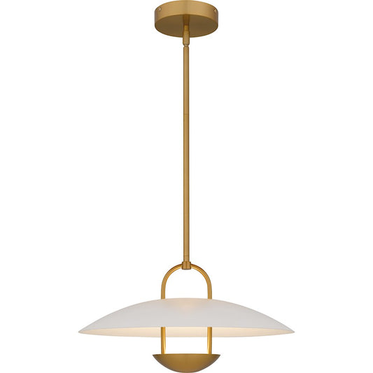 Quoizel Bingham 18in 1-Light Pendant | Modern Brushed Gold and Matte White Metal | Kitchen Island & Dining Room | 18 x 18 x 9.75 in | Model BIN2818BRG