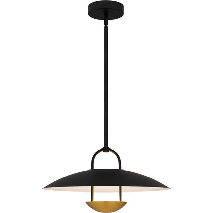 Quoizel Bingham 18in 1-Light Pendant | Modern Matte Black and Gold Metal | Kitchen Island & Dining Room | 18 x 18 x 9.75 in | Model BIN2818MBK