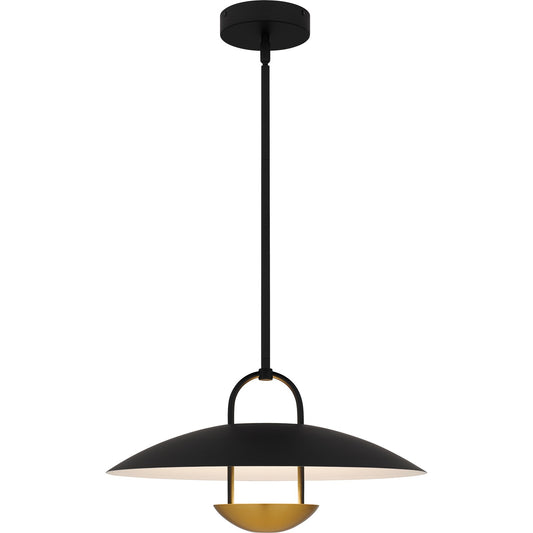 Quoizel Bingham 18in 1-Light Pendant | Modern Matte Black and Gold Metal | Kitchen Island & Dining Room | 18 x 18 x 9.75 in | Model BIN2818MBK