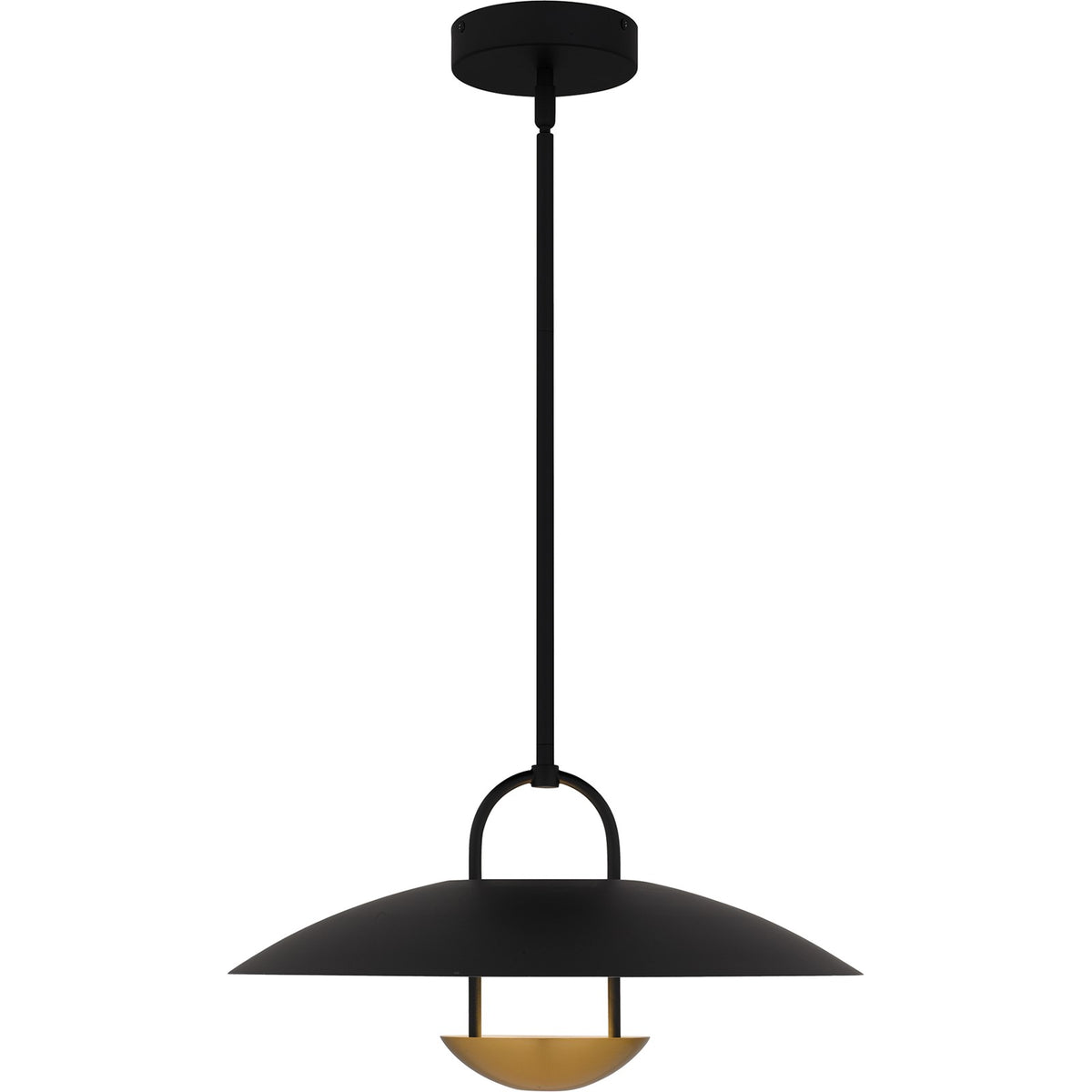 Quoizel Bingham 18in 1-Light Pendant | Modern Matte Black and Gold Metal | Kitchen Island & Dining Room | 18 x 18 x 9.75 in | Model BIN2818MBK