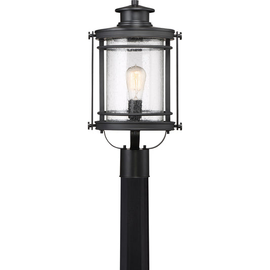 Quoizel Booker 10in 1-Light Outdoor Wall Sconce | Traditional Mystic Black and Clear Seedy Glass | Porch & Entryway | Model BKR9010K