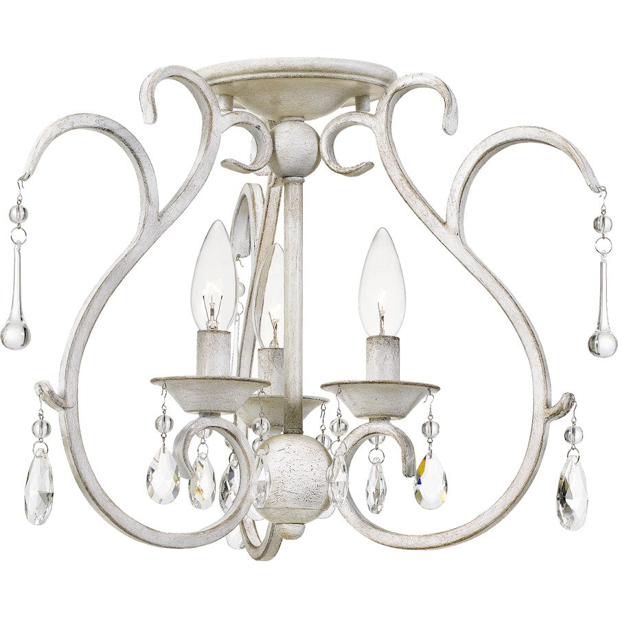 Quoizel Blanca 3 Light Semi-Flush Mount, Antique White