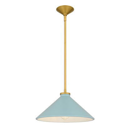 Quoizel Bradbury 1-Lt Pendant, Light Blue Shade/Brushed Gold - BRADB1814BRG