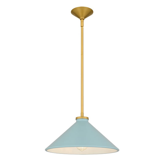 Quoizel Bradbury 1-Lt Pendant, Light Blue Shade/Brushed Gold - BRADB1814BRG